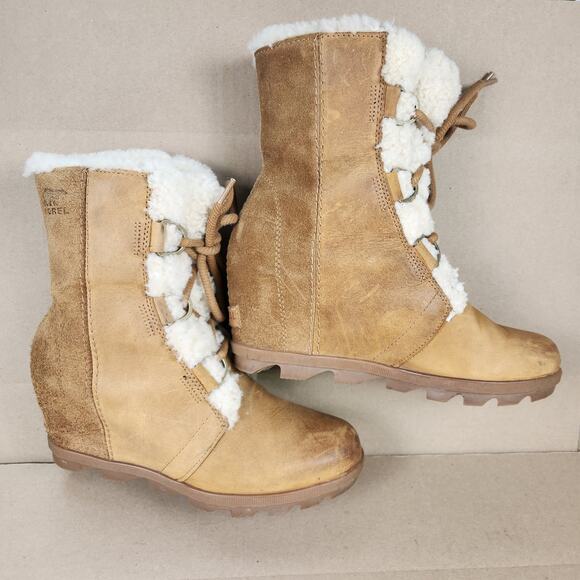 Sorel Women's Joan Of Arctic Wedge II Sherpa Camel Brown Boot Size 9.5 (EU 40.5) - Picture 8 of 13